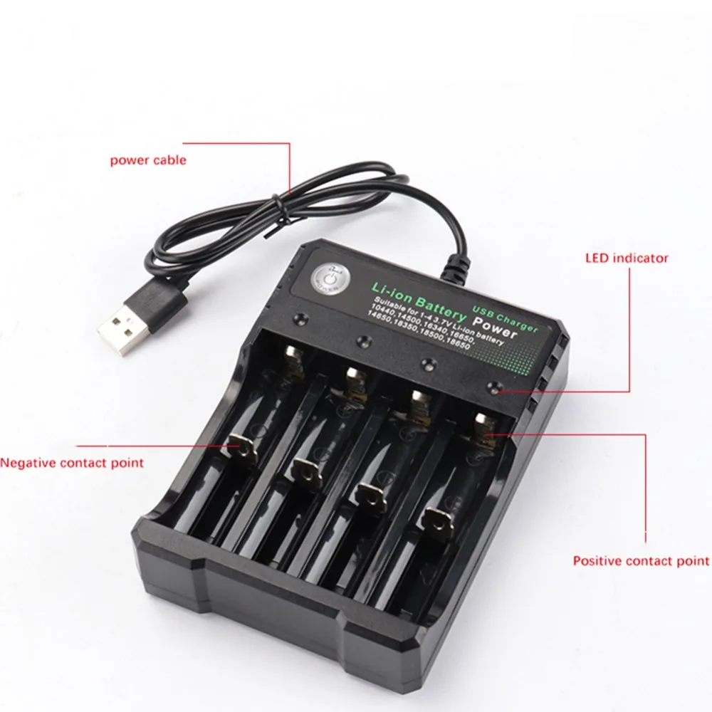 18650 Battery Charger 1/2/4 Slots Dual 18650 Charging 3.7V Rechargeable Lithium Battery USB Charger For 16340 14500 18650 — image 2